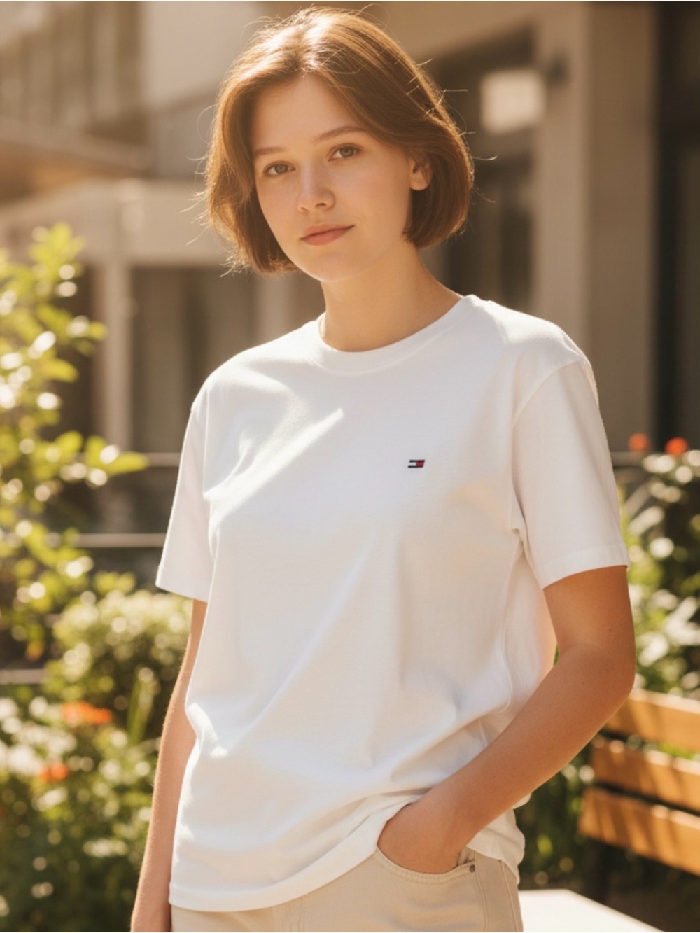 🫶🏻 Tommy Hilfiger White Crew Neck Tee NWOT